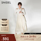 SNIDEL2025春夏百搭高腰提花雪紡蛋糕裙百褶半身裙SWFS251197 淺米色 M （1）