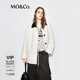 MO&Co.外套2025冬新品羔毛絨拼接素皮翻領(lǐng)機車(chē)風(fēng)中性襯衫廓形MBE4COTT24 米白色 S /160
