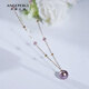 天使之淚淡水珍珠項鏈18K金愛(ài)迪生紫珠滿(mǎn)天星吊墜項鏈送女友老婆送禮物 18K金滿(mǎn)天星【3-4/9-10mm正圓基本無(wú)瑕】