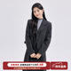 達佳詩(shī)灰色毛呢西裝外套女2025秋冬新款小個(gè)子加厚套裝通勤短外套兩件套 深灰色毛呢西裝【兩?？邸?S