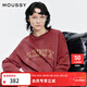 moussy 2025早秋新品美式學(xué)院風(fēng)做舊印花長(cháng)袖T恤女028IAZ90-1010 083深紅色 均碼