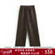 帕羅（PALUOPO）秋冬高腰長(cháng)褲休閑褲女士直筒褲顯瘦寬松抽繩松緊腰褲子 咖啡 L 165/72A