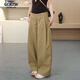 GCRZW輕奢卡其色西裝闊腿褲女秋冬季2025新款休閑風(fēng)笛褲貝斯褲直筒褲子 卡其色 【高檔氣質(zhì)款】 L /28 建議105-115斤