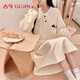 古今（GUJIN）新品空氣夾棉睡裙女睡衣秋冬季長(cháng)袖加厚保暖夾層臘腸狗學(xué)生家居服