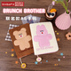 kinborXbrunch brother小邦妮毛絨A6/128張手帳本女生可愛(ài)記錄本筆記本子精美刺繡PU手賬本日記本