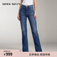 MISS SIXTY【免費改褲】純棉牛仔褲女顯瘦百搭微喇叭褲可拆復古金屬腰牌休閑 深藍-短版 L (30碼以上)