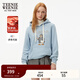 Teenie Weenie小熊秋冬裝學(xué)院風(fēng)藍色T恤索羅娜加絨連帽衛衣套頭衫 淺藍色 S (160)