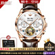 歐品客瑞士認證名表十大品牌手表男士全自動(dòng)機械表男表夜光防水男士手表 升級版3186棕皮玫殼白面 免費刻字 終身質(zhì)保