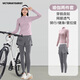 VICTORIATOURIST瑜伽服套裝女健身服跑步運動(dòng)套裝普拉提羽毛球服半拉鏈兩件套粉L