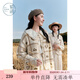 紫涵（ZIHAN）紫涵格紋鉤花針織開(kāi)衫女秋季日系設計感短款寬松毛衣外套 米底繡花 L
