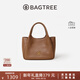 BAGTREE包包樹(shù)墩墩包輕奢植鞣牛皮菜籃子手提水桶包單肩斜挎女包生日禮物 烤棕色【贈可拆卸內袋】 高級小眾生日禮物女
