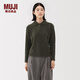 MUJI女式 羊毛混毛圈花式線(xiàn)POLO針織衫毛衣女裝上衣25年冬季 BA1QLA5A 卡其綠 M (160/84A)