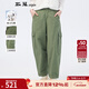 斯琴（siqin）2024春季新品女綠色棉質(zhì)松緊腰工裝薄款休閑褲長(cháng)褲 BDCK00404 綠色 M