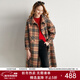 帕羅（PALUOPO） 100%綿羊毛毛呢大衣雙面尼女士格紋直筒顯瘦氣質(zhì)英倫風(fēng)大衣外套 卡其 XL (170/92A)