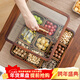 木雅軒胡桃木實(shí)木果盤(pán)零食盤(pán)客廳大號水果盤(pán)家用干果收納盒木質(zhì)糖果盤(pán) 九宮格干果盒（含玻璃碗）