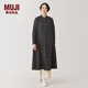 MUJI女式 法蘭絨 立領(lǐng)長(cháng)袖連衣裙 女裝裙子 襯衫式 秋季 煙熏棕色格紋 L (165/88A)
