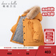戴維貝拉（DAVE＆BELLA）保暖連帽90絨男童羽絨衣兒童冬裝寶寶羽絨服冬季外出服小男孩上衣 杏黃色DB15565-NN 100 cm（建議身高90-100cm）