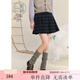 紫涵（ZIHAN）紫涵高腰短款半身a字裙女2024冬季新款簡(jiǎn)約純色百褶學(xué)院風(fēng)裙子 灰格 S