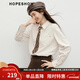 紅袖（hopeshow）復古風(fēng)襯衫2025冬季新款女裝翻領(lǐng)氣質(zhì)減齡休閑百搭顯瘦燈芯絨上衣 米白004 L