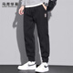 馬克華菲（MARK FAIRWHALE）休閑褲男士冬季小腳束腳褲子男潮流修身衛褲男褲 黑色 XL
