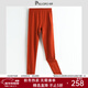 帕羅（PALUOPO）女士打底褲修身顯瘦彈力褲山羊絨真絲貼身時(shí)尚長(cháng)褲秋冬保暖褲子 桔紅 M 100