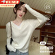 津炳勝假兩件毛衣女秋冬內搭可外穿針織衫2025秋季新款上衣洋氣款打底衫 杏色麻花假兩件針織衫 均碼 【建議120斤以下】