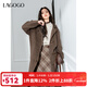 LAGOGO含羊毛復古雙面呢大衣女拉谷谷2024年冬季新中長(cháng)款連帽外套 駝色 M