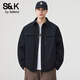 班尼路S&K系列高端輕薄羽絨服男士新款冬季鴨絨保暖襯衫翻領(lǐng)工裝外套男 純黑 M