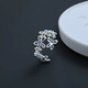 秋冬新款蕾絲花朵鑲鉆指環(huán)戒指女款活口可調女戒輕奢時(shí)尚生日禮物 藍鉆