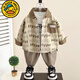 G.duck男童秋裝套裝2025新款洋氣寶寶襯衫兒童春秋酷帥氣三件套 卡其色 90 cm