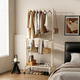 吱凡日本衣架臥室落地掛衣架家用次凈可移動(dòng)衣帽架床邊置物架衣服掛架 【云霜白】長(cháng)40cm*高175cm【送靜音輪+雙層網(wǎng)籃+搭桿】