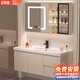 姿萊迪智能浴室柜陶瓷一體盆衛浴洗臉盆柜組合衛生間洗漱臺洗手盆奶油風(fēng) 80cm奶油風(fēng)雙開(kāi)門(mén)雙抽+玻璃鏡柜