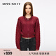 MISS SIXTY2025冬季新款針織外套女羊毛短款復古麻花拉鏈慵懶毛衣 紅色 M