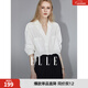 ELLE白色設計感V領(lǐng)襯衫女2025秋裝新款寬松通勤職業(yè)裝輕奢氣質(zhì)上衣 白色 M