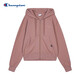 Champion冠軍開(kāi)襟連帽衛衣女26春季新款休閑風(fēng)簡(jiǎn)約拉鏈外套開(kāi)衫 灰粉色 M