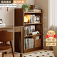 府立實(shí)木書(shū)架落地小柜子收納矮書(shū)柜一體靠墻展示柜客廳復古多層置物架 【四層】60x24x104.8胡桃色 送工具自行安裝