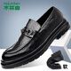 木林森男鞋春季男士英倫百搭休閑皮鞋男厚底增高一腳蹬駕車(chē)鞋子男豆豆鞋 黑色 38 皮鞋碼