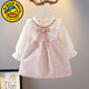 G.duck小黃鴨寶寶裙裝春秋嬰兒童連衣裙小香風(fēng)公主裙女童長(cháng)袖假兩件洋氣 粉紅色 領(lǐng)結裙(不加絨) 120 cm