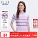 ELLE ACTIVE冰爽絲優(yōu)雅撞色圓領(lǐng)T恤夏季新款清新彩色正肩短袖休閑毛織衫女 淺紫/紅 XL