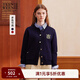 Teenie Weenie小熊女裝針織開(kāi)衫2025秋季新款學(xué)院圓領(lǐng)刺繡舒適毛衣 藏青色 S