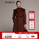 PORTS 寶姿秋冬新品女裝時(shí)尚連帽保暖鵝絨中長(cháng)款長(cháng)袖羽絨服 濃郁可可 S
