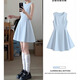 巧丂藍色無(wú)袖連衣裙女夏日絕美漂亮小裙子a字收腰掐腰小個(gè)子短裙穿搭 藍色 請按照詳情數據選碼 M