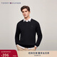 Tommy Hilfiger【純色V領(lǐng)】秋冬季男裝純棉商務(wù)休閑簡(jiǎn)約內搭打底衫針織衫毛衣