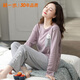 新一步（XINYIBU）女士春秋100%純棉透氣長(cháng)袖長(cháng)褲圓領(lǐng)貓咪簡(jiǎn)約寬松可外穿家居服套裝 1152-丁香灰【店長(cháng)推薦】 2XL 建議170-175cm，130-145斤