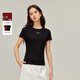 茵曼（INMAN）茵曼立體花朵刺繡小圓領(lǐng)T恤2026春女裝新款休閑短袖上衣 黑色 L