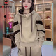 AEMAPE衛衣套裝女2025春秋冬季新款時(shí)尚洋氣寬松休閑衛衣女運動(dòng)褲 MX-11-7010卡其色【薄款不加絨】 M 【建議100-110斤】