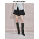 MAXRIENY不規(guī)則腰頭時尚復古紐扣褲子短褲女褲裙 黑色 M