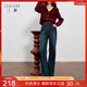 三彩2025冬季新款牛仔褲休閑直筒褲寬松長(cháng)褲簡(jiǎn)約Z