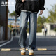 馬克華菲牛仔褲男士寬松直筒長(cháng)褲復古闊腿休閑春秋款潮牌褲子 復古藍 3XL