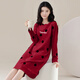 長(cháng)袖睡裙女秋冬款純棉2026新款大碼寬松媽媽中老年紅色睡衣裙薄款 深紅 8905#深紅點(diǎn)-100%棉 L (105-119斤)
